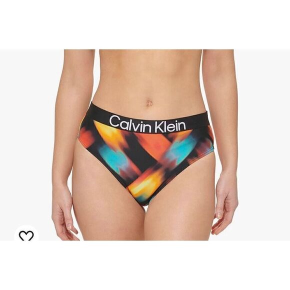 Calvin Klein womens High Waist Swim Bottom Logo Elastic - Picture 1 of 5